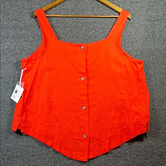 LC Lauren Orange Red High Low Hem Square Neck Tank Top, Plus 0X - Picture 6 of 7